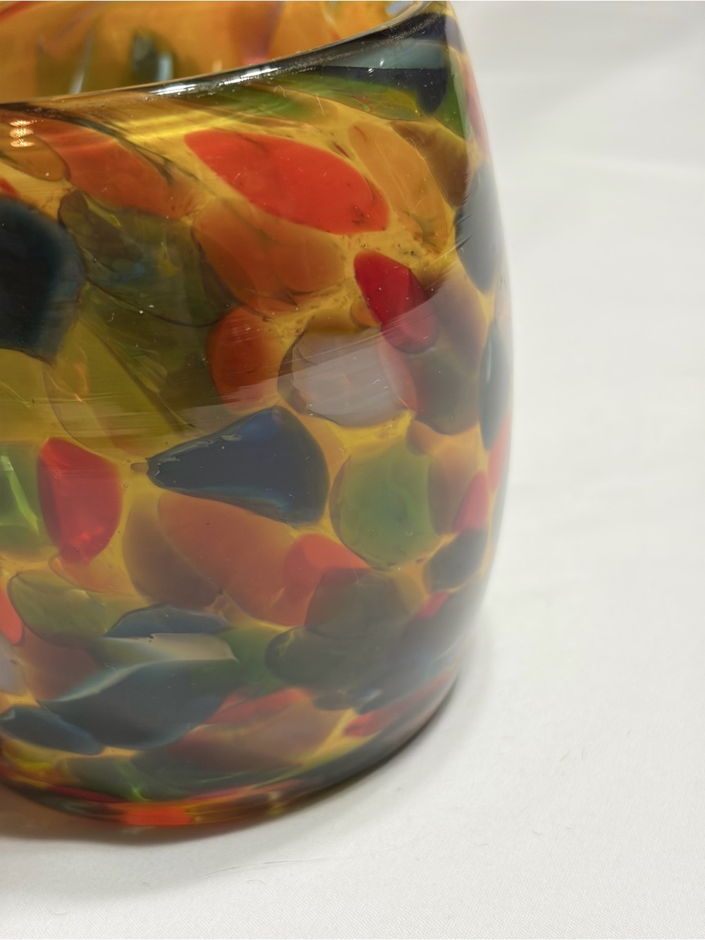 Handblown Multicolor Art Glass Vase - Amber & Jewel Tones - Picture 5 of 9